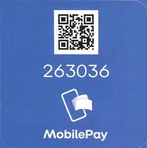 MobilePay QR-kode med betalingsnummer og logo. 263036